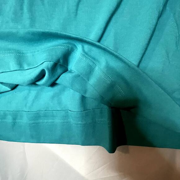 Basic Editions Plus Size XL Aqua top Women Blouse short sleeve - Picture 6 of 7